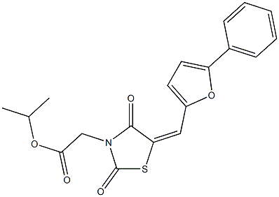 isopropyl {2,4-dioxo-5-[(5-phenyl-2-furyl)methylene]-1,3-thiazolidin-3-yl}acetate Struktur