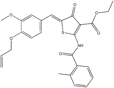ethyl 5-[4-(allyloxy)-3-methoxybenzylidene]-2-[(2-methylbenzoyl)amino]-4-oxo-4,5-dihydro-3-thiophenecarboxylate Struktur