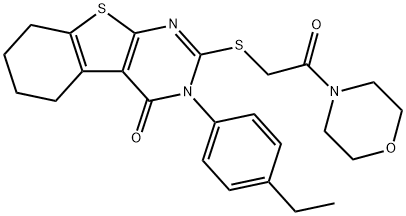3-(4-ethylphenyl)-2-{[2-(4-morpholinyl)-2-oxoethyl]sulfanyl}-5,6,7,8-tetrahydro[1]benzothieno[2,3-d]pyrimidin-4(3H)-one Struktur