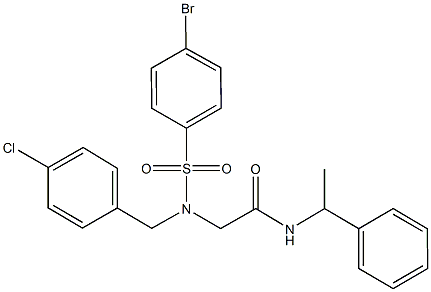 2-[[(4-bromophenyl)sulfonyl](4-chlorobenzyl)amino]-N-(1-phenylethyl)acetamide Struktur