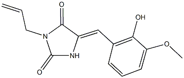 3-allyl-5-(2-hydroxy-3-methoxybenzylidene)-2,4-imidazolidinedione Struktur
