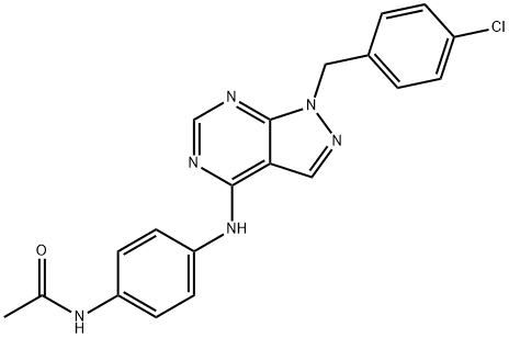 N-(4-{[1-(4-chlorobenzyl)-1H-pyrazolo[3,4-d]pyrimidin-4-yl]amino}phenyl)acetamide Struktur