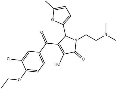 4-(3-chloro-4-ethoxybenzoyl)-1-[2-(dimethylamino)ethyl]-3-hydroxy-5-(5-methyl-2-furyl)-1,5-dihydro-2H-pyrrol-2-one Struktur