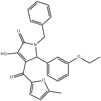 1-benzyl-5-(3-ethoxyphenyl)-3-hydroxy-4-(5-methyl-2-furoyl)-1,5-dihydro-2H-pyrrol-2-one Struktur