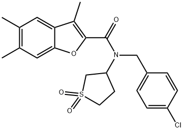 N-(4-chlorobenzyl)-N-(1,1-dioxidotetrahydro-3-thienyl)-3,5,6-trimethyl-1-benzofuran-2-carboxamide Struktur