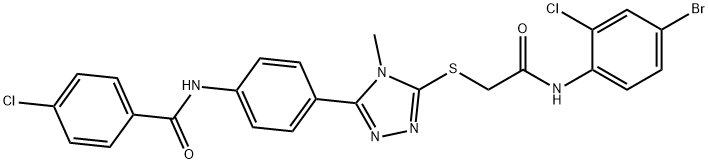 N-[4-(5-{[2-(4-bromo-2-chloroanilino)-2-oxoethyl]sulfanyl}-4-methyl-4H-1,2,4-triazol-3-yl)phenyl]-4-chlorobenzamide Struktur