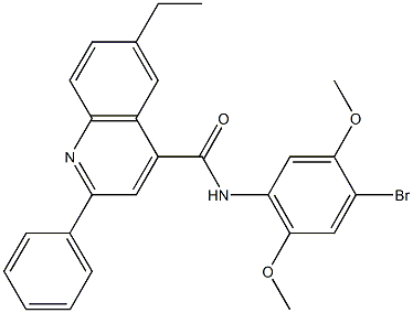 N-(4-bromo-2,5-dimethoxyphenyl)-6-ethyl-2-phenyl-4-quinolinecarboxamide Struktur
