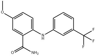 5-methoxy-2-[3-(trifluoromethyl)anilino]benzamide Struktur