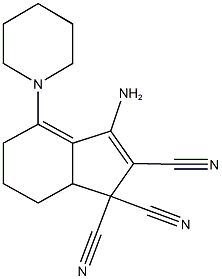 3-amino-4-(1-piperidinyl)-5,6,7,7a-tetrahydro-1H-indene-1,1,2-tricarbonitrile Struktur