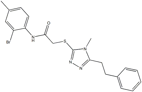 N-(2-bromo-4-methylphenyl)-2-{[4-methyl-5-(2-phenylethyl)-4H-1,2,4-triazol-3-yl]sulfanyl}acetamide Struktur
