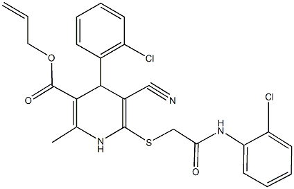 allyl 6-{[2-(2-chloroanilino)-2-oxoethyl]sulfanyl}-4-(2-chlorophenyl)-5-cyano-2-methyl-1,4-dihydro-3-pyridinecarboxylate Struktur