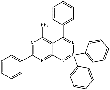 2,2,4,7-tetraphenyl-2lambda~5~-pyrimido[4,5-d][1,3,2]diazaphosphinin-5-amine Struktur