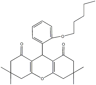 3,3,6,6-tetramethyl-9-[2-(pentyloxy)phenyl]-3,4,5,6,7,9-hexahydro-1H-xanthene-1,8(2H)-dione Struktur