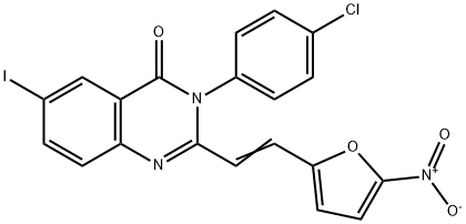 3-(4-chlorophenyl)-2-(2-{5-nitro-2-furyl}vinyl)-6-iodo-4(3H)-quinazolinone Struktur