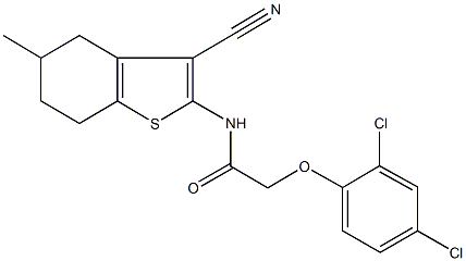 N-(3-cyano-5-methyl-4,5,6,7-tetrahydro-1-benzothien-2-yl)-2-(2,4-dichlorophenoxy)acetamide Struktur