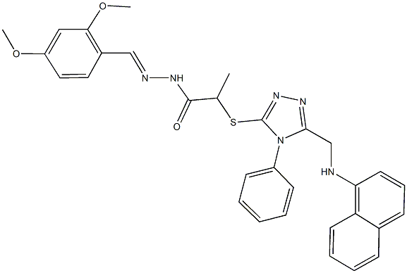 N'-(2,4-dimethoxybenzylidene)-2-({5-[(1-naphthylamino)methyl]-4-phenyl-4H-1,2,4-triazol-3-yl}sulfanyl)propanohydrazide Struktur