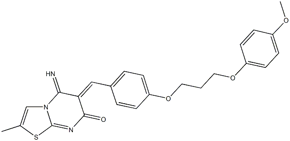 5-imino-6-{4-[3-(4-methoxyphenoxy)propoxy]benzylidene}-2-methyl-5,6-dihydro-7H-[1,3]thiazolo[3,2-a]pyrimidin-7-one Struktur