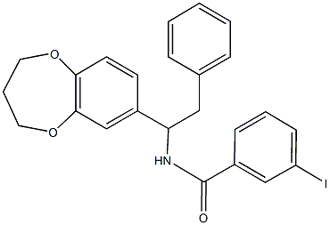 N-[1-(3,4-dihydro-2H-1,5-benzodioxepin-7-yl)-2-phenylethyl]-3-iodobenzamide Struktur