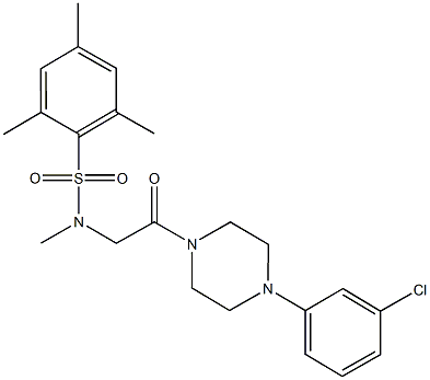 N-{2-[4-(3-chlorophenyl)-1-piperazinyl]-2-oxoethyl}-N,2,4,6-tetramethylbenzenesulfonamide Struktur