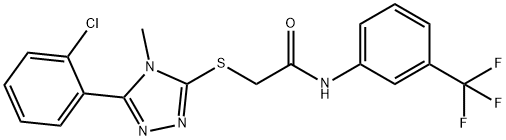 2-{[5-(2-chlorophenyl)-4-methyl-4H-1,2,4-triazol-3-yl]sulfanyl}-N-[3-(trifluoromethyl)phenyl]acetamide Struktur