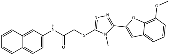 2-{[5-(7-methoxy-1-benzofuran-2-yl)-4-methyl-4H-1,2,4-triazol-3-yl]sulfanyl}-N-(2-naphthyl)acetamide Struktur