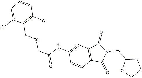 2-[(2,6-dichlorobenzyl)sulfanyl]-N-[1,3-dioxo-2-(tetrahydro-2-furanylmethyl)-2,3-dihydro-1H-isoindol-5-yl]acetamide Struktur