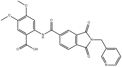 2-({[1,3-dioxo-2-(3-pyridinylmethyl)-2,3-dihydro-1H-isoindol-5-yl]carbonyl}amino)-4,5-dimethoxybenzoic acid Struktur