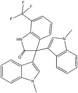 7-(trifluoromethyl)-1,3-dihydro-3,3-bis(1-methyl-1H-indol-3-yl)-2H-indol-2-one Struktur