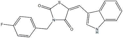 3-(4-fluorobenzyl)-5-(1H-indol-3-ylmethylene)-1,3-thiazolidine-2,4-dione Struktur