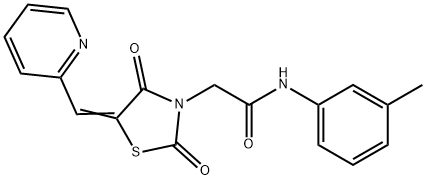 2-[2,4-dioxo-5-(2-pyridinylmethylene)-1,3-thiazolidin-3-yl]-N-(3-methylphenyl)acetamide Struktur