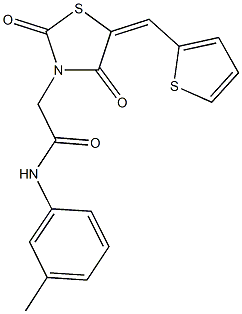 2-[2,4-dioxo-5-(2-thienylmethylene)-1,3-thiazolidin-3-yl]-N-(3-methylphenyl)acetamide Struktur