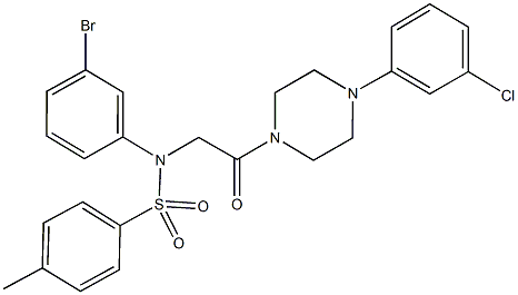 N-(3-bromophenyl)-N-{2-[4-(3-chlorophenyl)-1-piperazinyl]-2-oxoethyl}-4-methylbenzenesulfonamide Struktur
