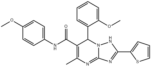 7-(2-methoxyphenyl)-N-(4-methoxyphenyl)-5-methyl-2-(2-thienyl)-4,7-dihydro[1,2,4]triazolo[1,5-a]pyrimidine-6-carboxamide Struktur