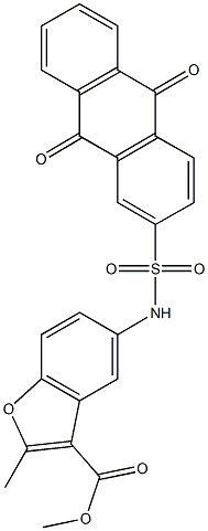 methyl 5-{[(9,10-dioxo-9,10-dihydro-2-anthracenyl)sulfonyl]amino}-2-methyl-1-benzofuran-3-carboxylate Struktur