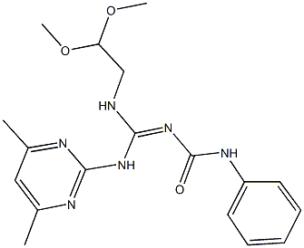N-{[(2,2-dimethoxyethyl)amino][(4,6-dimethyl-2-pyrimidinyl)amino]methylene}-N'-phenylurea Struktur