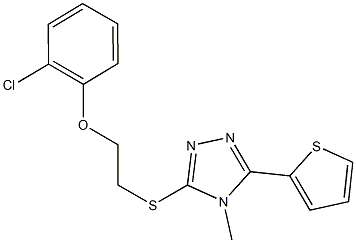 3-{[2-(2-chlorophenoxy)ethyl]sulfanyl}-4-methyl-5-(2-thienyl)-4H-1,2,4-triazole Struktur