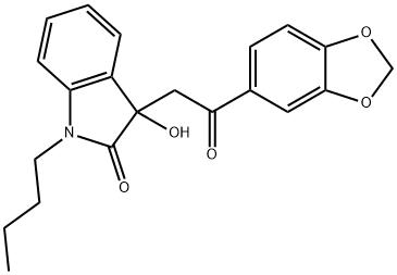 3-[2-(1,3-benzodioxol-5-yl)-2-oxoethyl]-1-butyl-3-hydroxy-1,3-dihydro-2H-indol-2-one Structure