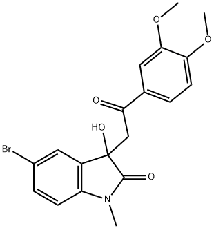 5-bromo-3-[2-(3,4-dimethoxyphenyl)-2-oxoethyl]-3-hydroxy-1-methyl-1,3-dihydro-2H-indol-2-one Struktur