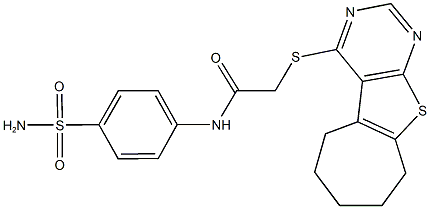 N-[4-(aminosulfonyl)phenyl]-2-(6,7,8,9-tetrahydro-5H-cyclohepta[4,5]thieno[2,3-d]pyrimidin-4-ylsulfanyl)acetamide Struktur