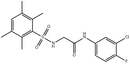 N-(3-chloro-4-fluorophenyl)-2-{[(2,3,5,6-tetramethylphenyl)sulfonyl]amino}acetamide Struktur