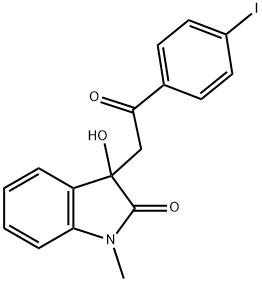 3-hydroxy-3-[2-(4-iodophenyl)-2-oxoethyl]-1-methyl-1,3-dihydro-2H-indol-2-one Struktur