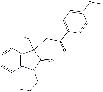 3-hydroxy-3-[2-(4-methoxyphenyl)-2-oxoethyl]-1-propyl-1,3-dihydro-2H-indol-2-one Struktur