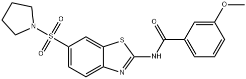 3-methoxy-N-[6-(1-pyrrolidinylsulfonyl)-1,3-benzothiazol-2-yl]benzamide Struktur
