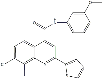 7-chloro-N-(3-methoxyphenyl)-8-methyl-2-(2-thienyl)-4-quinolinecarboxamide Struktur