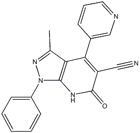 3-methyl-6-oxo-1-phenyl-4-(3-pyridinyl)-6,7-dihydro-1H-pyrazolo[3,4-b]pyridine-5-carbonitrile Struktur