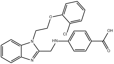 4-[({1-[2-(2-chlorophenoxy)ethyl]-1H-benzimidazol-2-yl}methyl)amino]benzoic acid Struktur