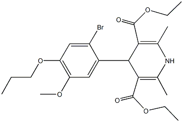diethyl 4-(2-bromo-5-methoxy-4-propoxyphenyl)-2,6-dimethyl-1,4-dihydro-3,5-pyridinedicarboxylate Struktur