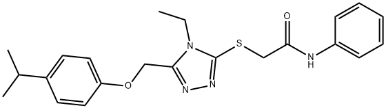 2-({4-ethyl-5-[(4-isopropylphenoxy)methyl]-4H-1,2,4-triazol-3-yl}sulfanyl)-N-phenylacetamide Struktur