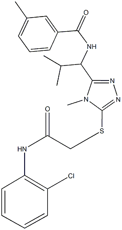 N-[1-(5-{[2-(2-chloroanilino)-2-oxoethyl]thio}-4-methyl-4H-1,2,4-triazol-3-yl)-2-methylpropyl]-3-methylbenzamide Struktur