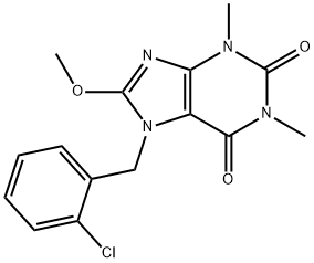 7-(2-chlorobenzyl)-8-methoxy-1,3-dimethyl-3,7-dihydro-1H-purine-2,6-dione Struktur